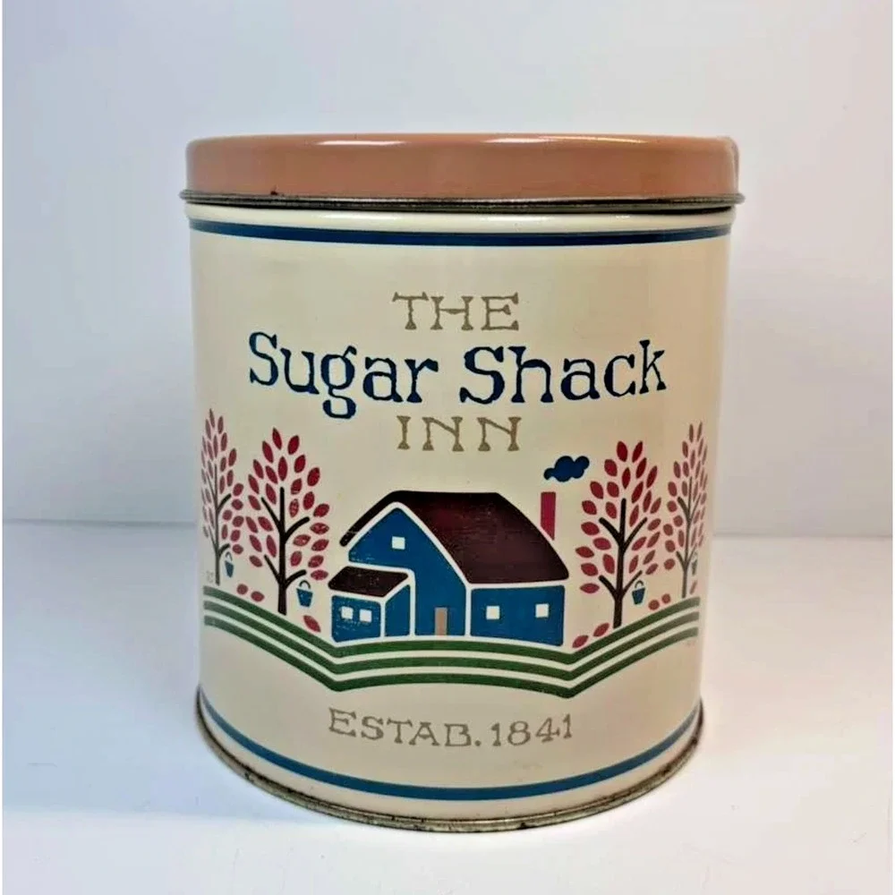 Vintage Nesting Metal Tin Canister Set of 4 Country Inn Farmhouse Folk Art